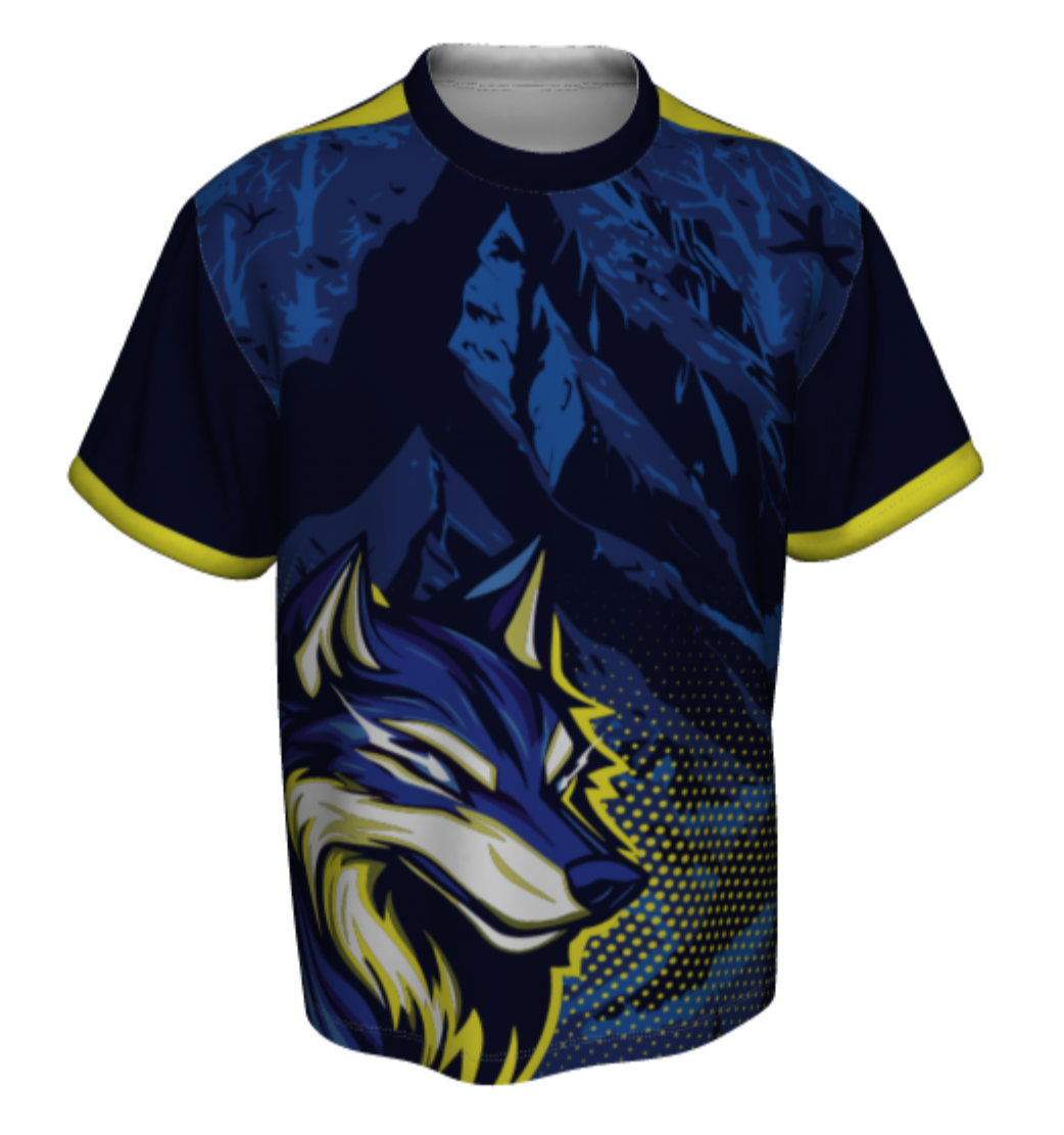 T-shirt with a wolf design on a white background