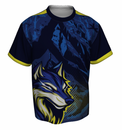 T-shirt with a wolf design on a white background
