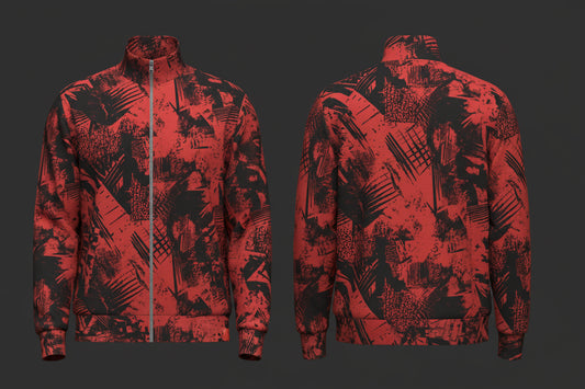 Gray zip-up hoodie shown from front and back on a black background